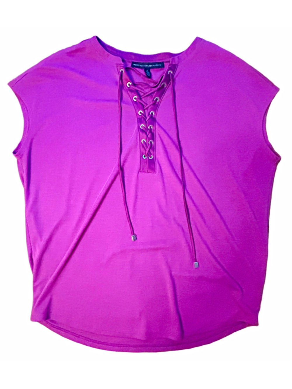 White House Black Market Lace Up Top Pink Purple Modal Dolman Sleeve S